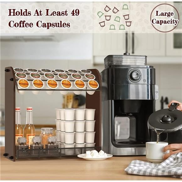 Cup Holder Large Capacity Coffee Pod Holder Coffee Bar Accessories & Cup Storage - Picture 5 of 6